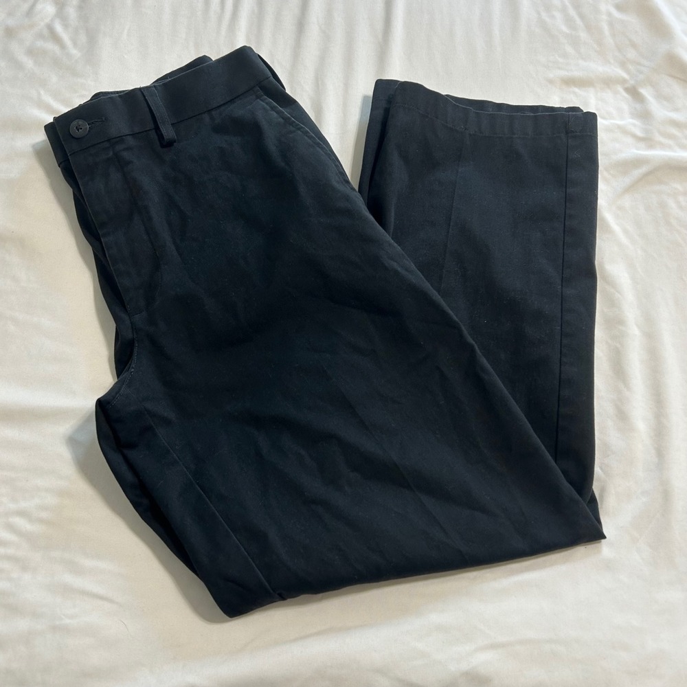 Croft & Barrow Mens Black Chino Pants 32x30 Flat Front Straight Twill Trousers